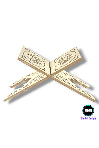 ELBİ Geleneksel İslami Motiflerle İşlenmiş Ahşap Rahle Kitap Okuma Standı