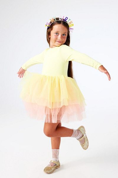 Le Mabelle Ballerina-Kleid für Mädchen mit gelbem Tutu-Rock – Miranda
