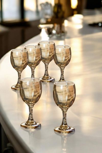TrendDeco Set of 6 Amber Color Glass Coffee Glasses