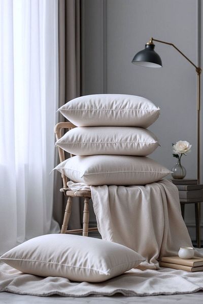 Pandogo 4 Antibacterial Silicone Fiber Sleeping Pillows - Extra Soft, Cotton Stitched Cover 700 Gr