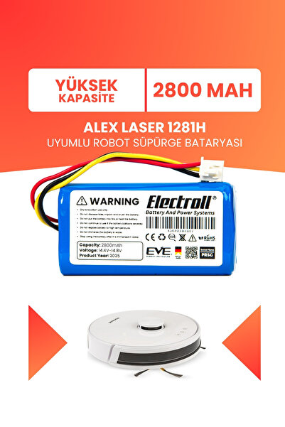ELECTROLL Homend Alex Laser 1281h Uyumlu Batarya (YÜKSEK KAPASİTE) 2800mah Pi...