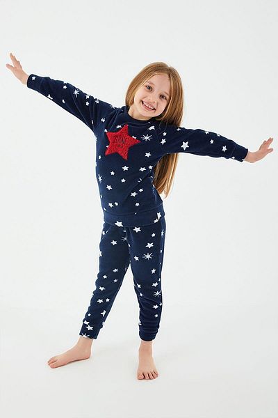 Arnetta 2271 Garson Shine Navy Blue Girl's Long Sleeve Pajamas Set
