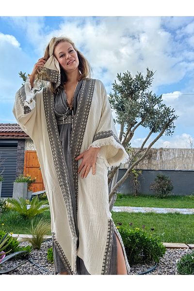 Su Koleksiyon Tarsus Caftan Pink / Design Caftan / Boho Style Caftan
