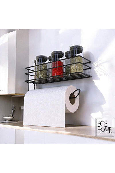 Home Yapışkanlı Baharatlık 2 li Metal Havlukuk Siyah Baharat Standı Mutfak Rafı