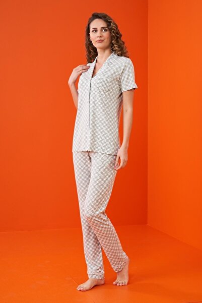 Pjs Pijama Pjs 23203 Жіночий піжамний комплект з ґудзиками та візерунком