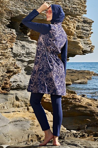 Ruko Maio 23111-3 Γυναικείο μαγιό Hijab - Floral print, Stand γιακάς, φερμουάρ, ελαστικό ύφασμα αλεξίπτωτου