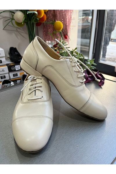 SUNA Creme Leather Mascarated Chair Model Men's Tango - Dance Shoes
