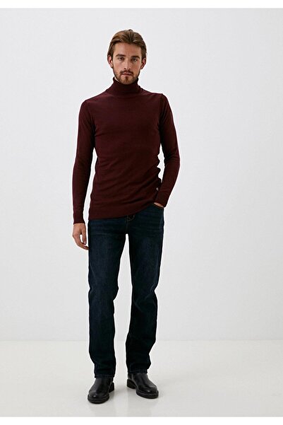 NCS Men's Full Fisherman's Neck Knitwear Burgundy Slim Fit Cotton Tight Knitted Sweater Jeans 3003