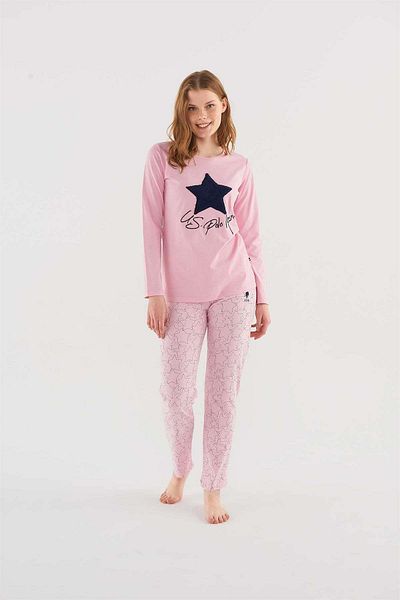 U.S. Polo Assn. U.S. Polo Assn 16835 Set de pijamale cu mânecă lungă pentru femei cu gât rotund