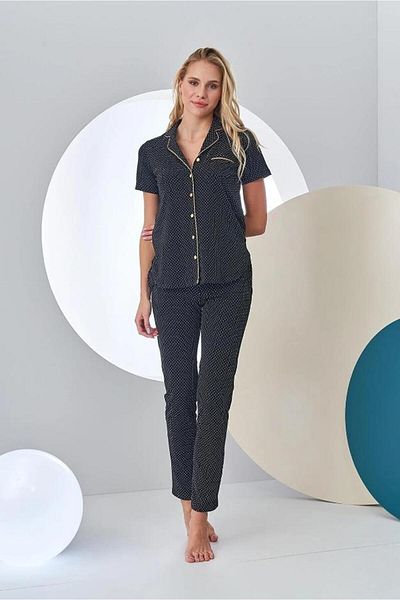 PJS 24213 مجموعة بيجامة نسائية بأزرار