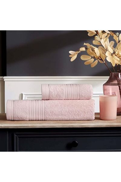 STOREMAX Mu-Artshop Bamboo Rail Plain 60% Cotton 40% Bamboo Bath Towel, Pink, 50X90 cm Tnca 871301