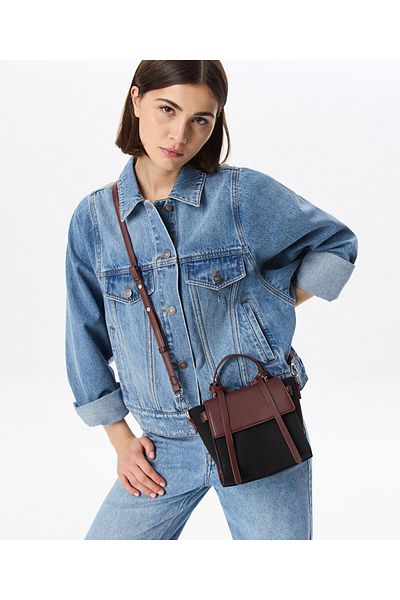 Twist Contrast Textured Colorblock Bag