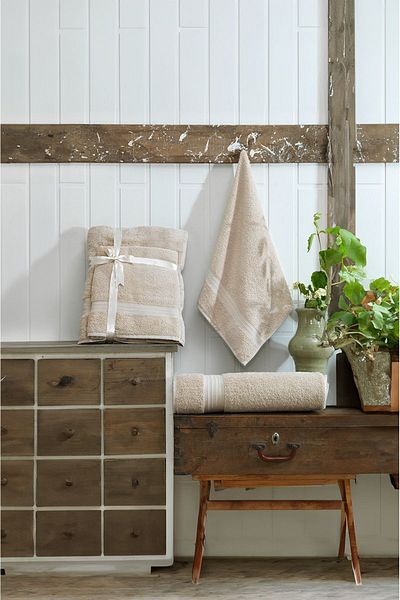 Eponj Home Μπεζ Σετ Πετσέτες Μπάνιου 2 τεμαχίων - 90x160cm και 50x90cm DS