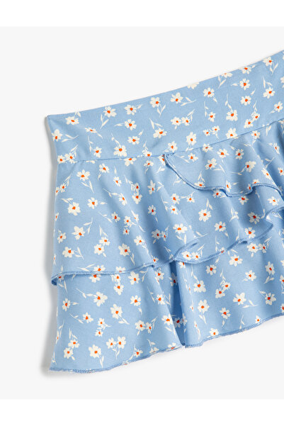 Koton Çiçek Desenli Kat Detaylı Viskon Şort Etek