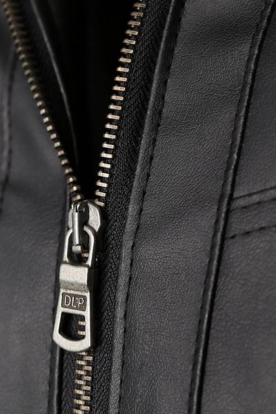Delpino Férfi fekete Slim Fit kapucnis bőrdzseki