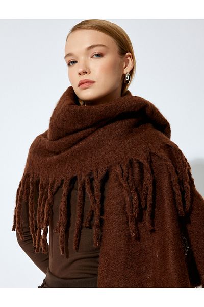 Koton Long Tassel Soft Textured Scarf