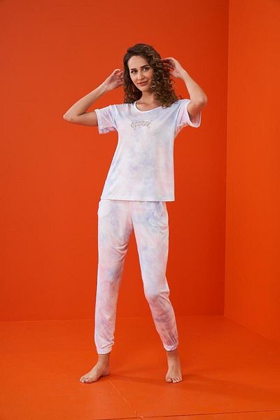 Pjs Pijama طقم بيجامة نسائي بأكمام قصيرة Pjs 23238