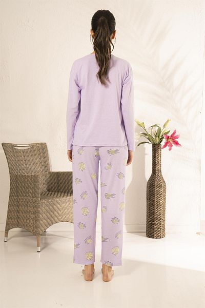 Estiva 23114 Women's Patterned Long Sleeve Summer Combed Cotton Pajama Set