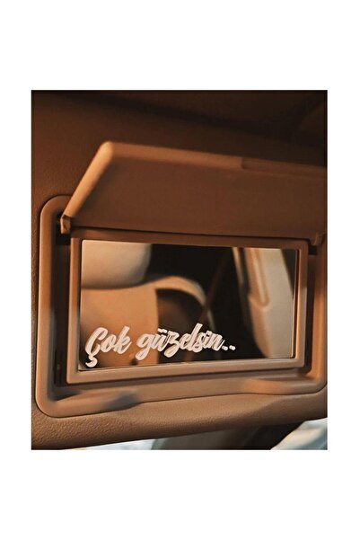 Carmind Çok Güzelsin Araba Güneşlik Ayna Yazısı Sticker 8cm x 2cm