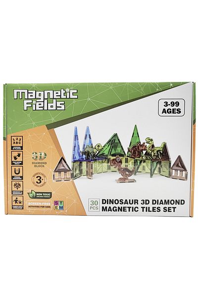 Magnetic Fields Dinosaur 3D Diamond Magnetic Tiles set-30 Pcs