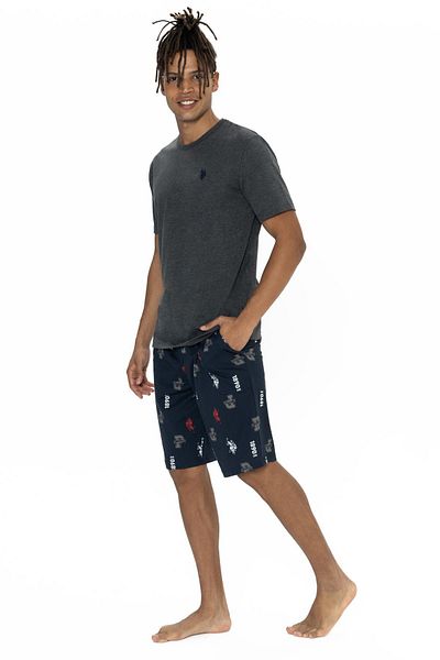 U.S. Polo Assn. Μπλουζάκι Polo Crew Neck με τσέπη και σορτς με στάμπα