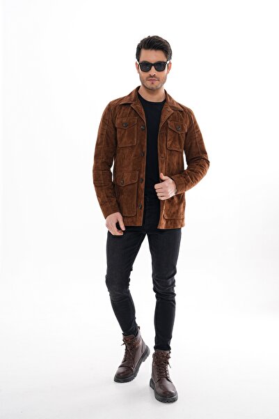 Metins Leather Erkek Hakiki Süet Deri Ceket Cepli Yumuşak Doku Premium 9720Mo...