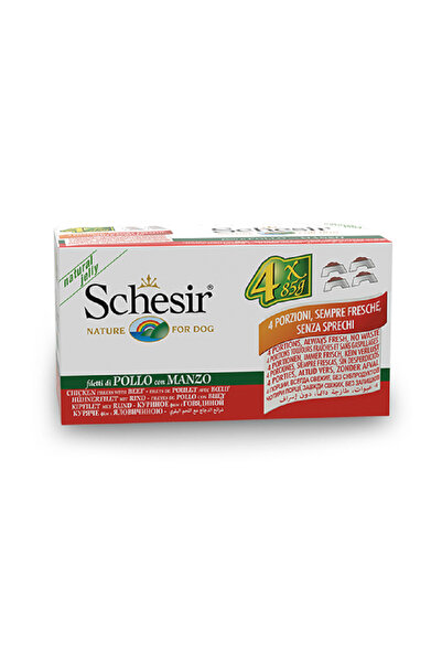 Schesir Chicken Fillets with Beef Jelly Wet Dog Food - 85 g - Pack of 4
