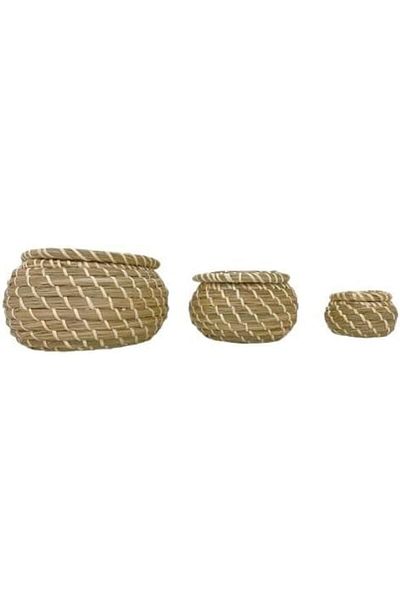 STOREMAX Basket with Lid, Seaweed, Sea Oats, Set of 3