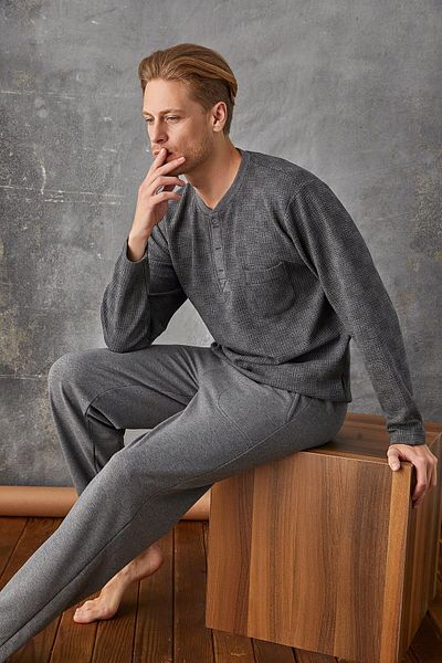 KLY 7027 Ανδρικό κοστούμι πιτζάμες Jacquard Midi γιακά