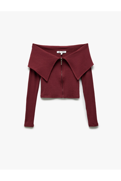 Koton Μακρυμάνικο μπλουζάκι με φερμουάρ από τον ώμο