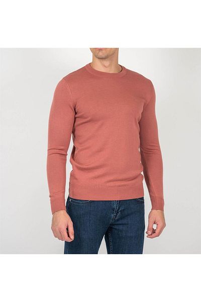 Ncs Jeans Men's Slim Fit Knitwear Sweater - Crew Neck, Pomegranate, Ncs Jeans 3001