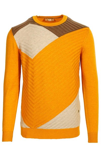Ncs Jeans Men's Sweater Crew Neck Yellow Print Slim Fit Knitwear Ncs Jeans 3631