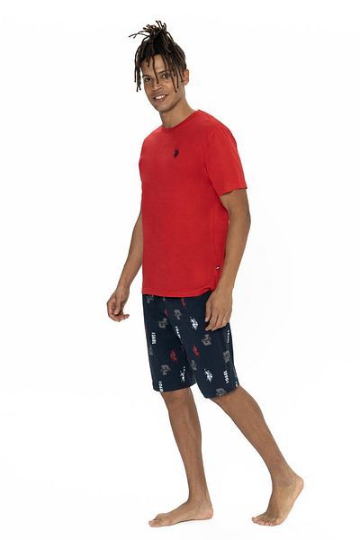 U.S. Polo Assn. U.S. Polo Crew Neck T-Shirt, Pocket and Patterned Shorts Set