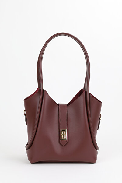 NOTHING Women's Long Strap Shoulder and Crossbody Bag with Burgundy Lock Detail Makeup Bag