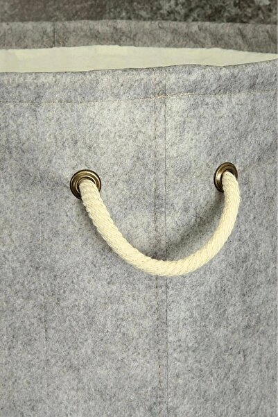 SİHİRLİ AYAKLAR Multipurpose Felt Basket Grey Organizer Box Laundry Mega Storage Box 35X50Cm