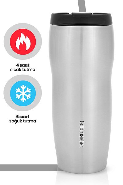 GOLDMASTER Flex Inox Stainless Steel Thermos with 4 Hours Keeping Warm and 6 Hours Cold Feature with Leak-Proof Lid