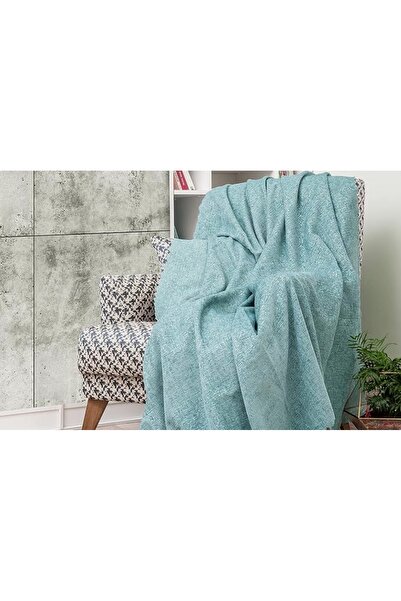 BRANDE HOME Jakarlı Şönil Su Yeşili Koltuk Örtüsü