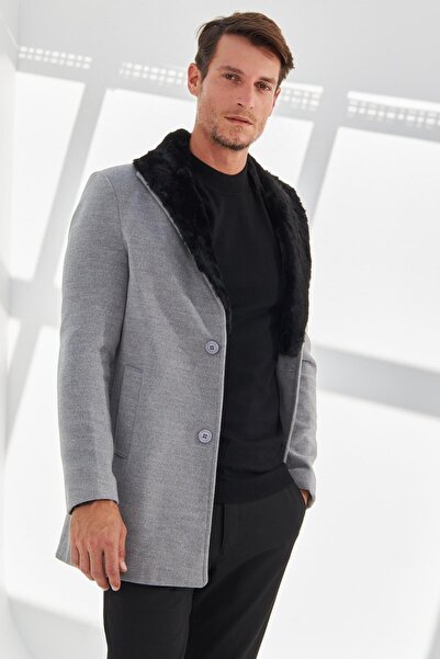 Delpino Men's Slim Fit Long Cuff Coat