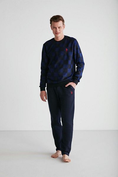 U.S. Polo Assn. 18713 Ανδρικό σετ μακρυμάνικης πιτζάμες με στρογγυλή λαιμόκοψη σε μπλε ναυτικό