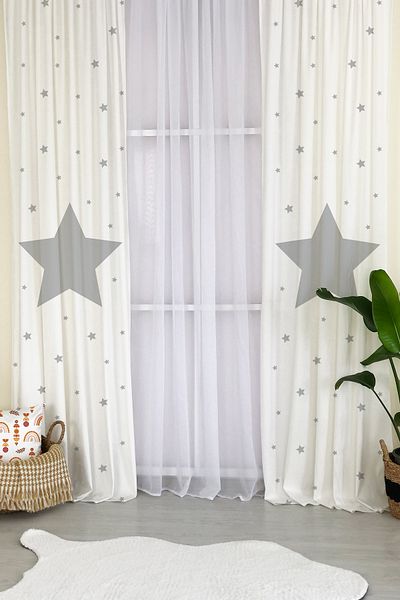 Lolla Gray Star Background Curtain 232