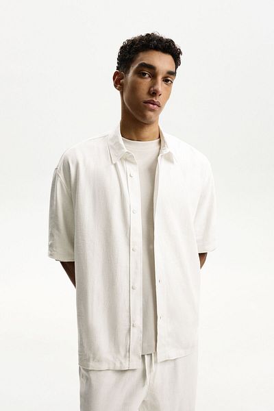 Bershka Short sleeve linen blend shirt