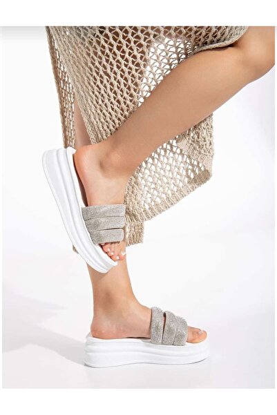 ELEVAM Stone Detailed Three-Stripes Women's Slippers