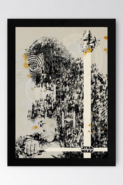 Saturn Star Wars Framed Painting - Space Wars Fim Poster Painting