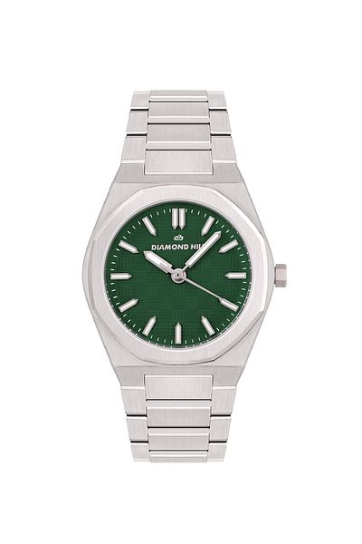 DIAMOND HILL Men's Watch Silver Green Dial Model DHSSGR8169G