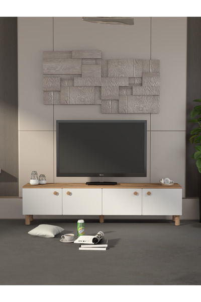 Platinreyon BOHEM 180 CM BEYAZ TV ÜNİTESİ