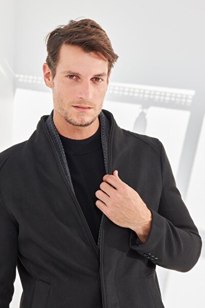 Delpino Men's Slim Fit Long Cuff Coat