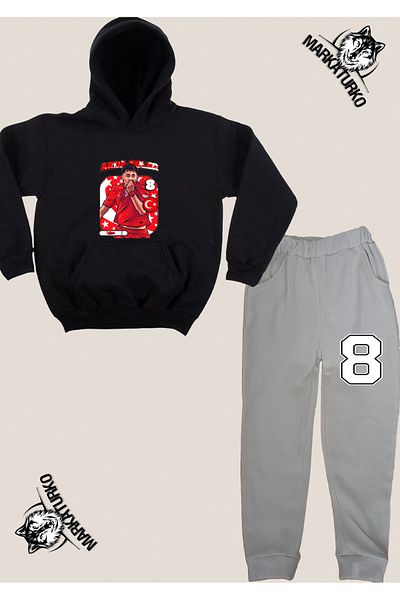 MarkaTurko Footballer Printed Unisex Special Design Cotton Children's Tracksuit Suit