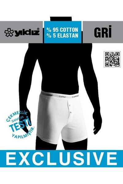 YILDIZ 112 Ανδρικά βαμβακερά γκρι Lycra Long Boxers