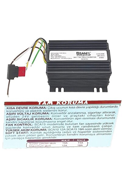Sanel Konvertör 10 Amper 24v12v Voltaj Düşürücü Radyo Hafızalı Sca10m