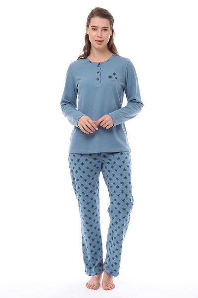Pijadore 1536 Model Three Buttons - Set de pijamale de damă cu mâneci lungi de mărime mare